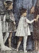 Andrea Mantegna Freskenzyklus in der Camera degli Sposi im Palazzo Ducale in Mantua, Szene: Zusammentreffen von Herzog Ludovico Gonzaga mit Kardinal Francesco Gonzaga oil painting on canvas